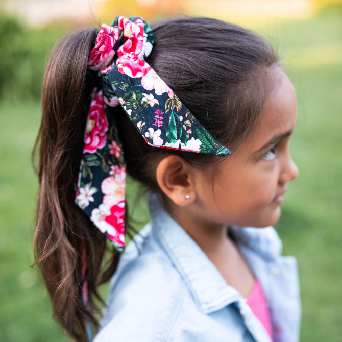 SCRUNCHIE WITH TAIL ROYAL PEONY
