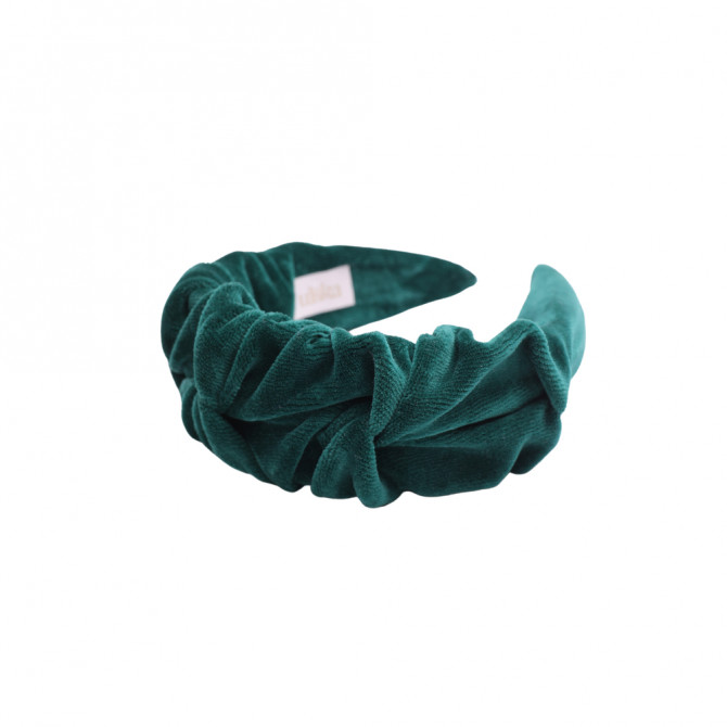 RIPPLE HEADBAND VELVET BOTTLE GREEN