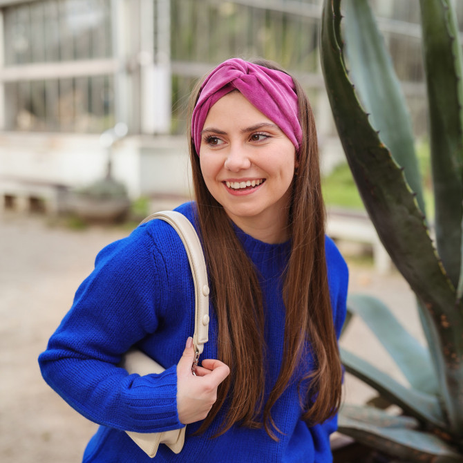 TWIST HEADBAND VELVET FUCHSIA