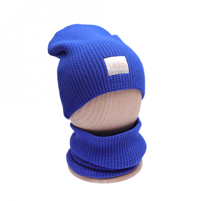 BEANIE WITH TUB KNITTED BLUE