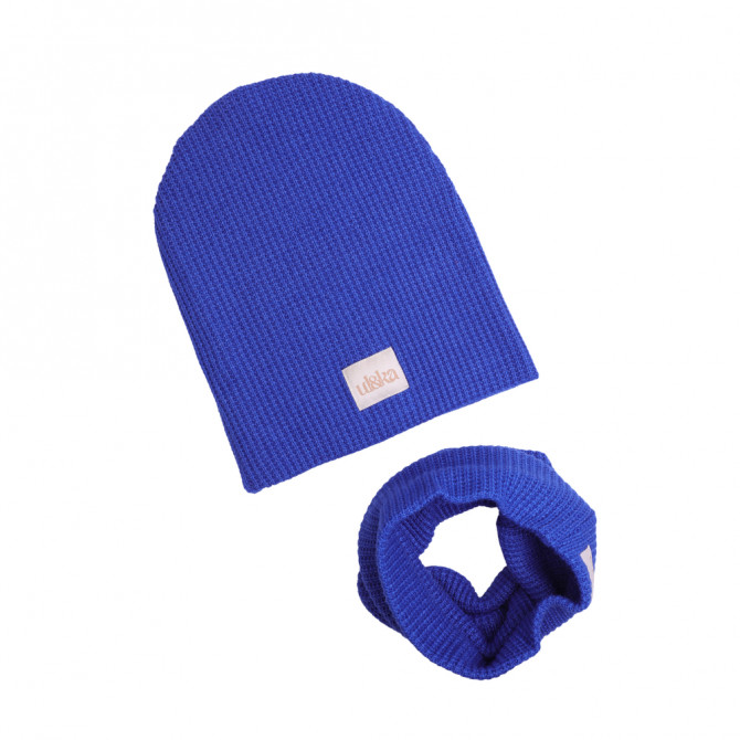 BEANIE WITH TUB KNITTED BLUE