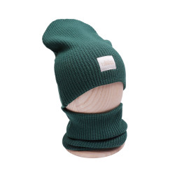 BEANIE WITH TUB KNITTED BOTTLE GREEN