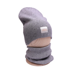 BEANIE WITH TUB KNITTED GREY