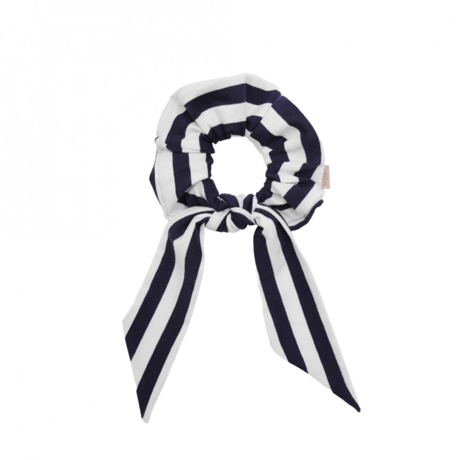 SCRUNCHIE WITH TAIL NAVY STRIPES