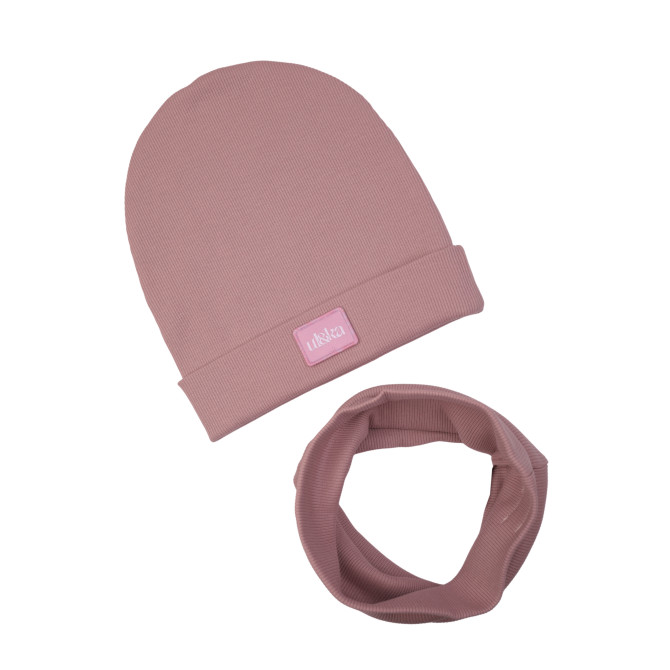 GIRL BEANIE WITH TUB DUSTY ROSE LINE