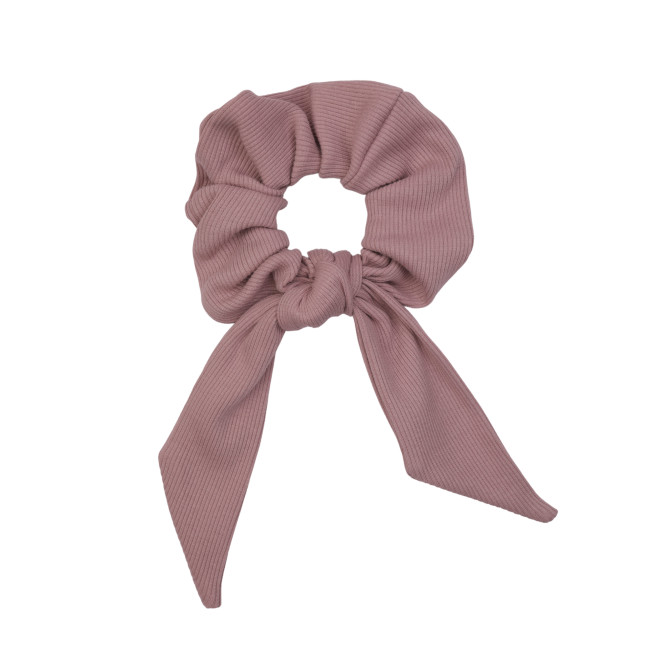 SCRUNCHIE WITH TAIL DUSTY ROSE LINE