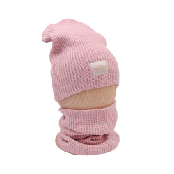 BEANIE WITH TUB KNITTED POWDER PINK