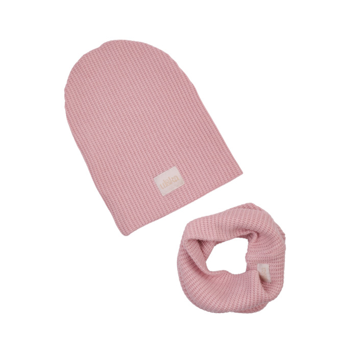 BEANIE WITH TUB KNITTED POWDER PINK