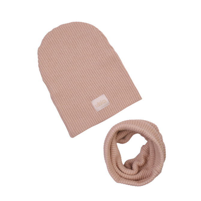 BEANIE WITH TUB KNITTED LIGHT BEIGE