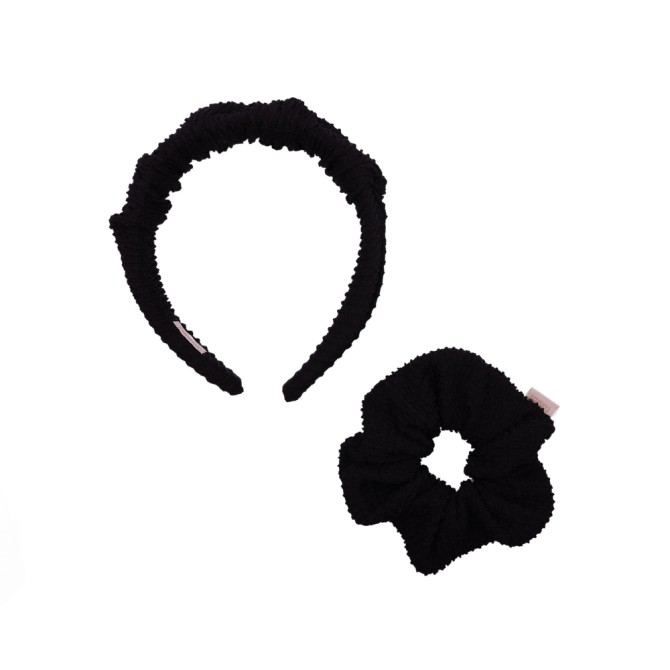 SET RIPPLE HEADBAND + SCRUNCHIE BLACK KRESZ SWIM