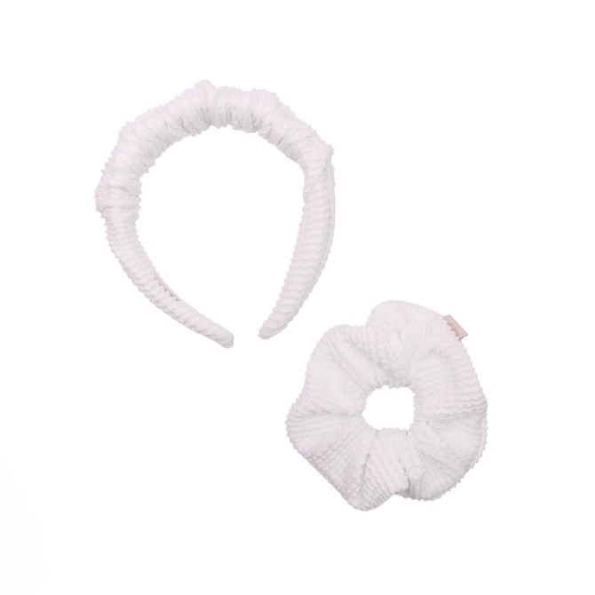 SET RIPPLE HEADBAND + SCRUNCHIE WHITE KRESZ SWIM