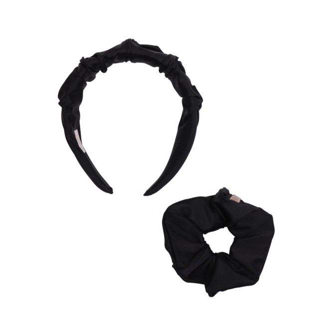 SET RIPPLE HEADBAND + SCRUNCHIE BLACK SWIM
