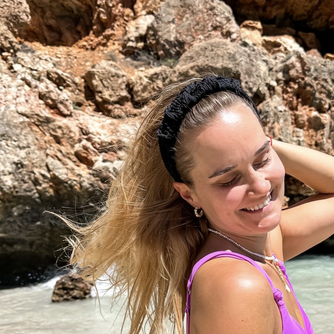SET RIPPLE HEADBAND + SCRUNCHIE BLACK KRESZ SWIM