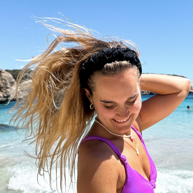 SET RIPPLE HEADBAND + SCRUNCHIE BLACK KRESZ SWIM