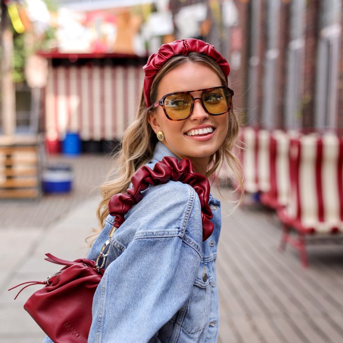 RIPPLE HEADBAND LEATHER RED