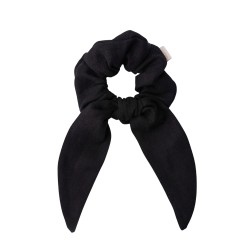 SCRUNCHIE WITH TAIL BLACK LINEN