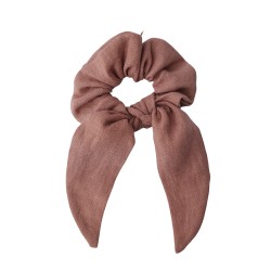 SCRUNCHIE WITH TAIL MOCA MOUSE LINEN