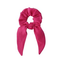 SCRUNCHIE WITH TAIL RASPBERRY LINEN