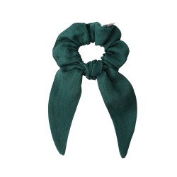 SCRUNCHIE WITH TAIL BOTTLE GREEN LINEN