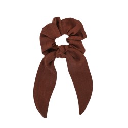 SCRUNCHIE WITH TAIL CHOCOLATE LINEN