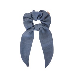 SCRUNCHIE WITH TAIL BLUE JEANS LINEN