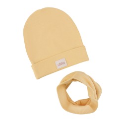 GIRL BEANIE WITH TUB BUTTER YELLOW LINE