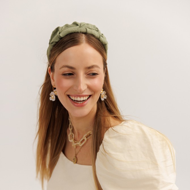 RIPPLE HEADBAND OLIWKA LINEN