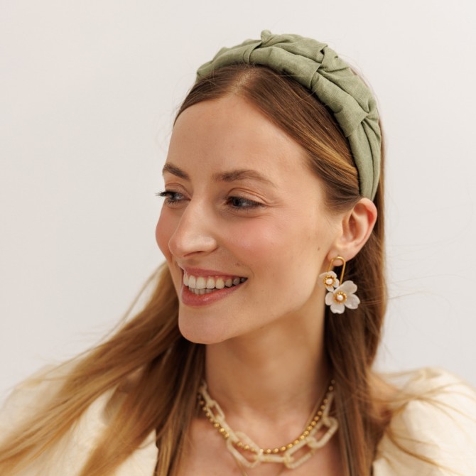 RIPPLE HEADBAND OLIWKA LINEN
