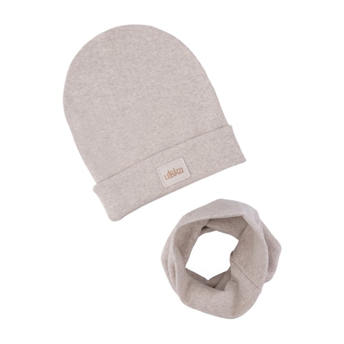 GIRL BEANIE WITH TUB BEIGE MELANGE LINE