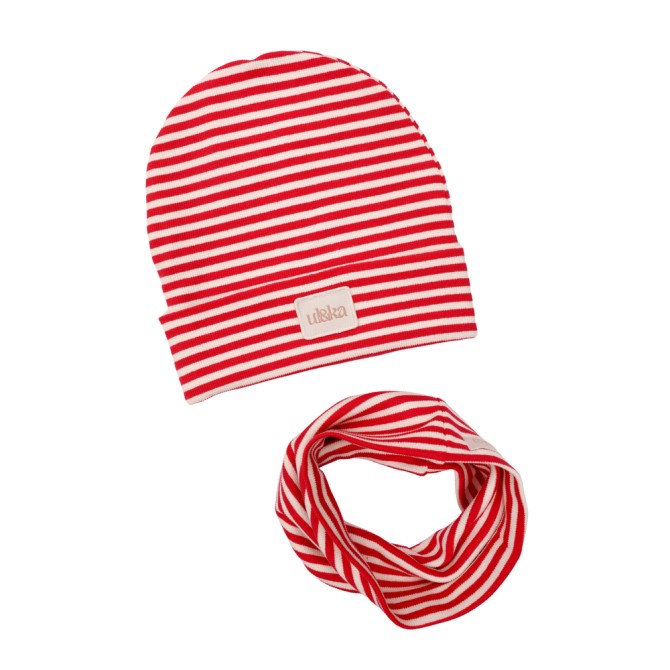 GIRL BEANIE WITH TUB RED STRIPES LINE
