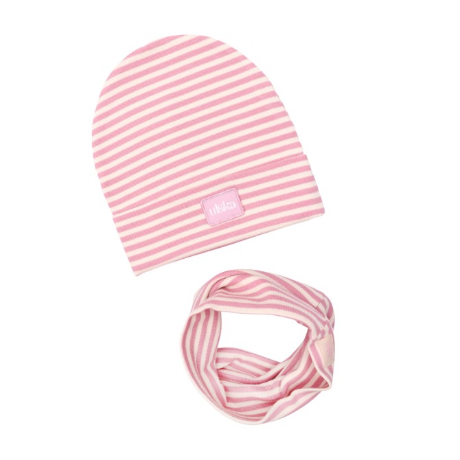 GIRL BEANIE WITH TUB PINK STRIPES LINE