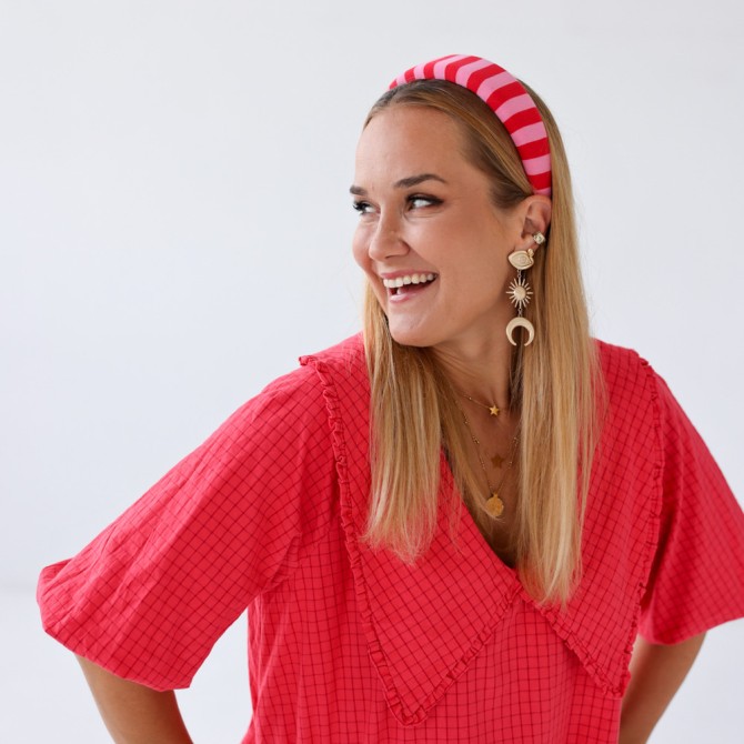 KAJKA HEADBAND CZERWONE PASKI LINE
