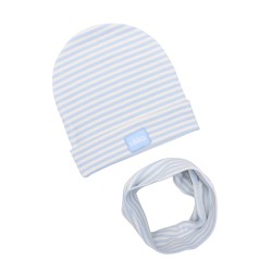 GIRL BEANIE WITH TUB BABY BLUE STRIPES LINE