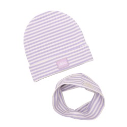 GIRL BEANIE WITH TUB LILA STRIPES LINE