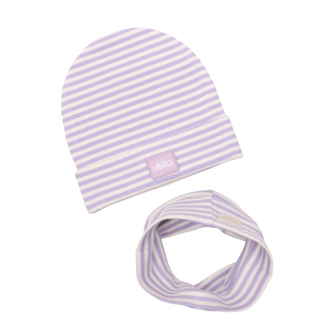 GIRL BEANIE WITH TUB LILA STRIPES LINE