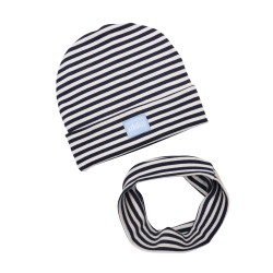 GIRL BEANIE WITH TUB NAVY STRIPES LINE